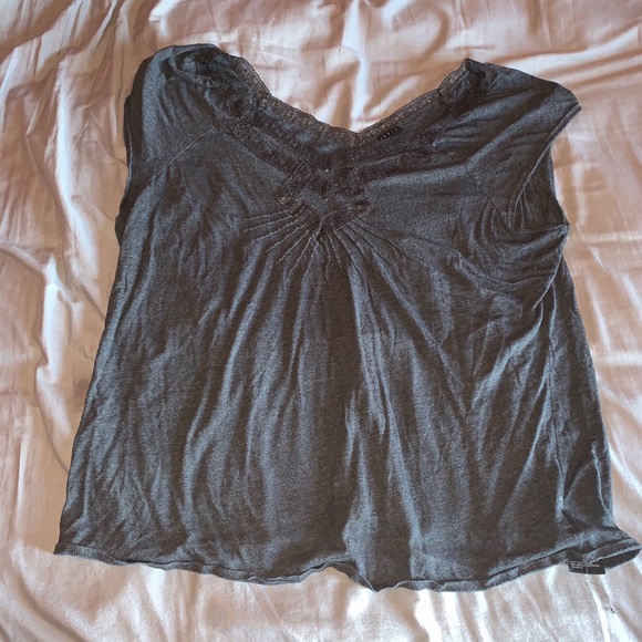 Black tshirt with lace-like detail